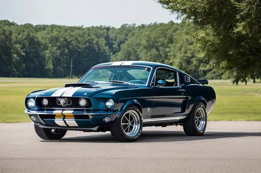 Prompt: New racing classic fastback '68 Dark Horse Mustang GT 