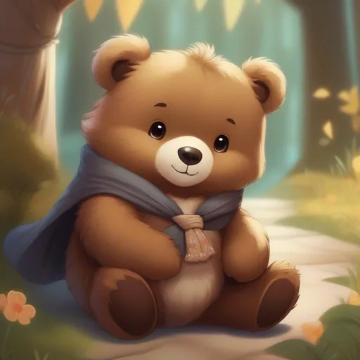 Prompt: a cute bear, waying hand, dressed up casually, soft brown fur, illustration with depth, artwork, full body, 9:16