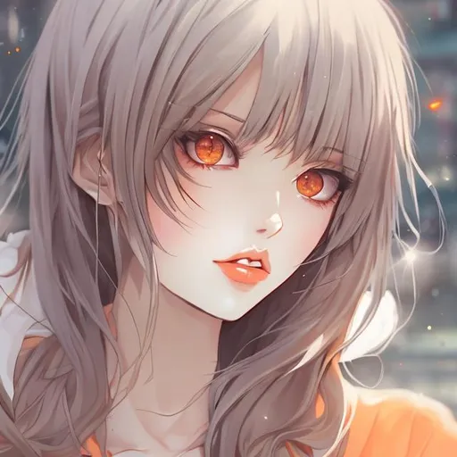 Prompt: Gorgeous woman, beautiful, semi realistic anime style, orange eyes