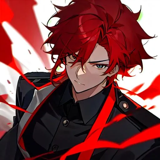 Prompt: Zerif 1male as a police officer (Red side-swept hair covering his right eye)UHD, 8K, Highly detailed, insane detail, best quality, high quality, wearing a police uniform, anime style