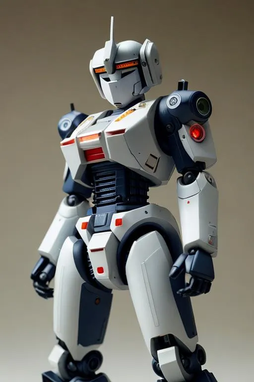 Prompt: japan anime robot look like	"Patlabor: The Movie", random pose, random background

vintage, miniature. (high detailed skin:1.2), 8k uhd, dslr, soft lighting, ideal human, high quality, film grain, Fujifilm XT3, hyper realistic, detailed head