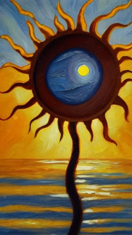 Prompt: Oil painting of sun 