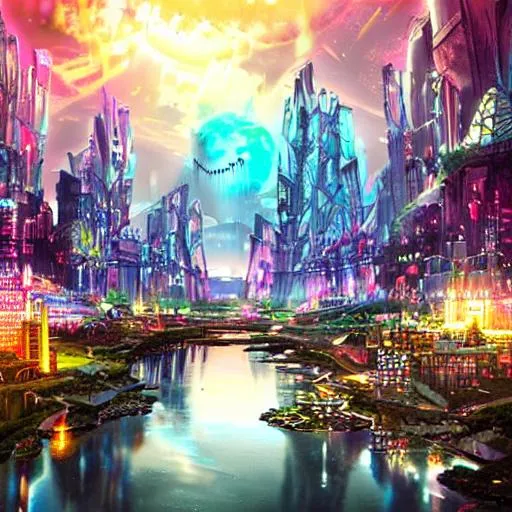 Prompt: future city fantasy beautiful
