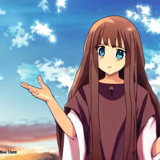 Prompt: Jesus Christ as a cute anime girl