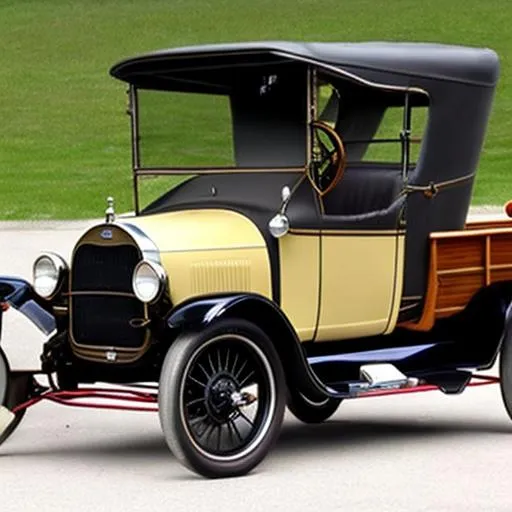 Prompt: 1920 Ford Model-T pickup truck.