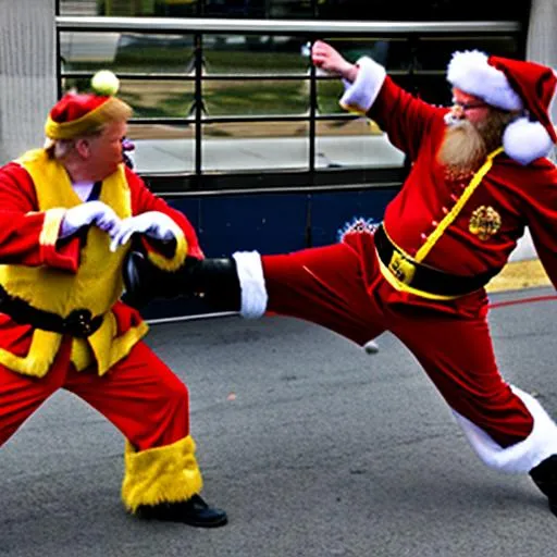 kung fu fighting donald trump versus santa claus | OpenArt