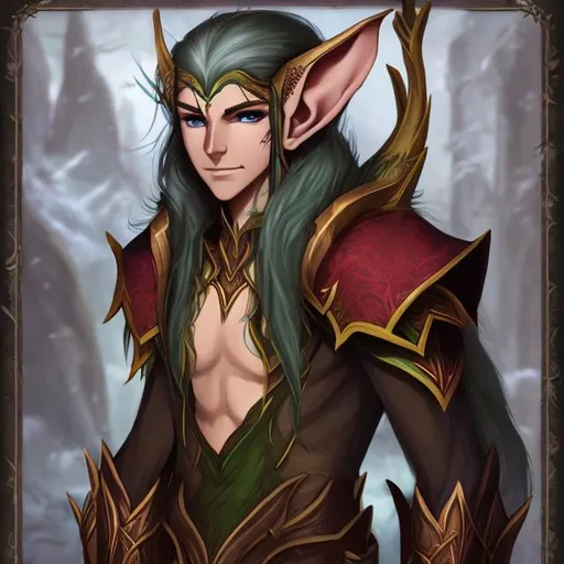 Prompt: Male High elf druid
