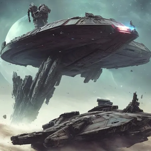 Prompt: star ship wreck rotting ancient war dead planet dead robots body's battle colours space man