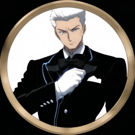 Prompt: Butler in Suit with Electric Arcs eminating