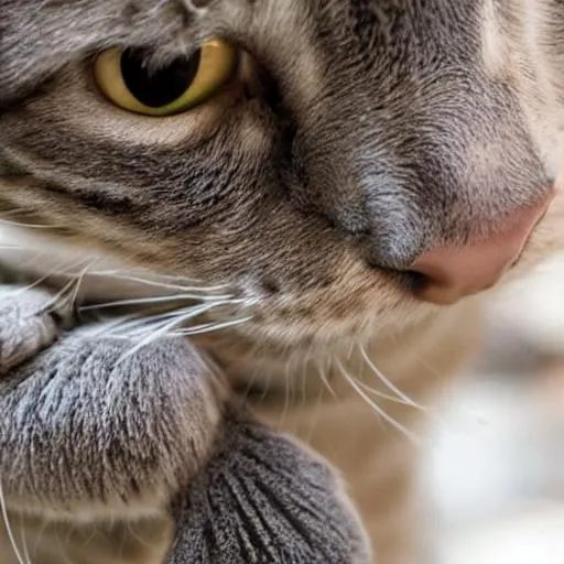 Prompt: cat with  poop in hand
of the cat 
