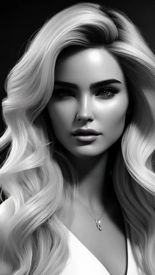 Prompt: Hyper realistic, Unreal engine, female, blonde hair,  black and white photo style
