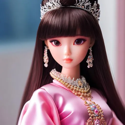 Prompt: Highest quality picture of a very detailed corean Barbie princess