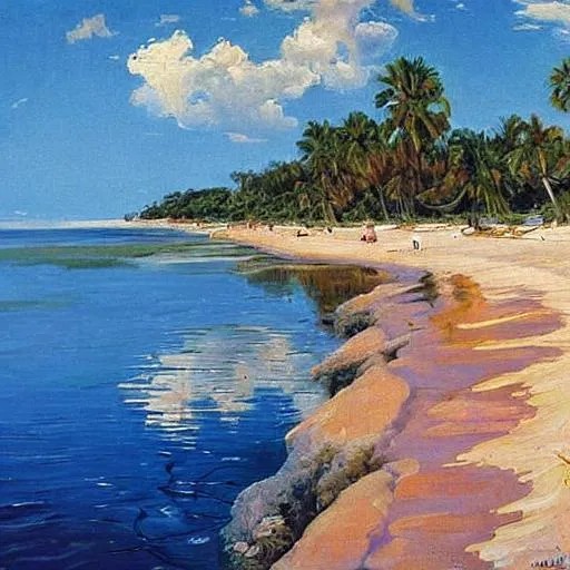 Prompt: Florida, seascape, beautiful artwork by monsted