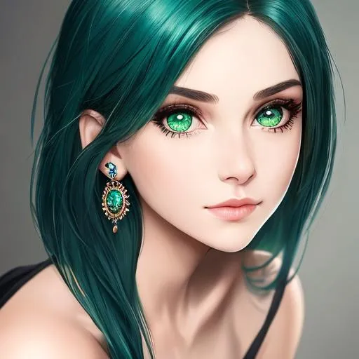 Medusa {{light eyes}} {{green snake hair}} wearing s