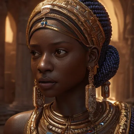 Prompt: beautiful nubian goddess hyper realistic extremely detailed dark cinematic UHD 