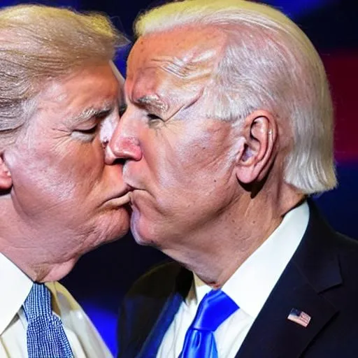 Prompt: joe biden and donald trump kissing