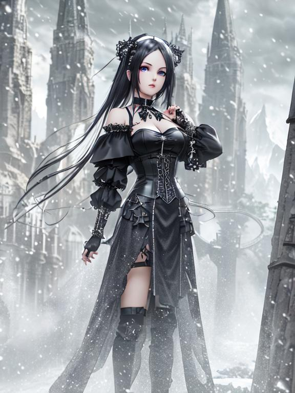 splash art, full body view, gothic robotic maid, da... | OpenArt