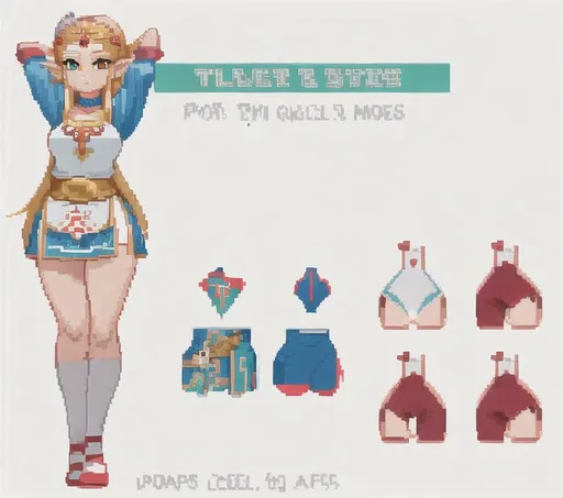 Prompt: princess zelda cute red sport outfit thicc pixel art 