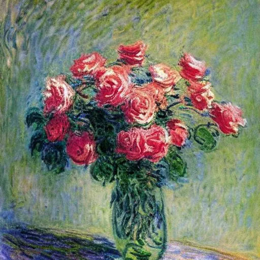 Prompt: Claude Monet painting of roses