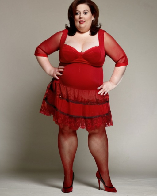 Morbidly Obese Mom Mother Mini Dress Nylons High Heels Openart 