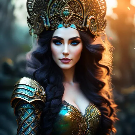 Prompt: Gorgeous, stunning, beautiful, otherworldly druidic goddess who is battle ready wearing ancient celtic clothing, full body, centered, fantasy setting, character concept, cinematic, colorful background, concept art, dramatic lighting, highly detailed, hyper realistic, intricate sharp details, octane render, smooth, studio lighting, trending on art station, 8k, HDR, unreal engine, emotive, cgi, animated, character art, iridescent, metallic, epic fantasy, dark fantasy, 3D game
