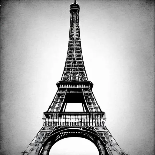 Prompt: eiffel tower sketch paint effect only in black, on white background