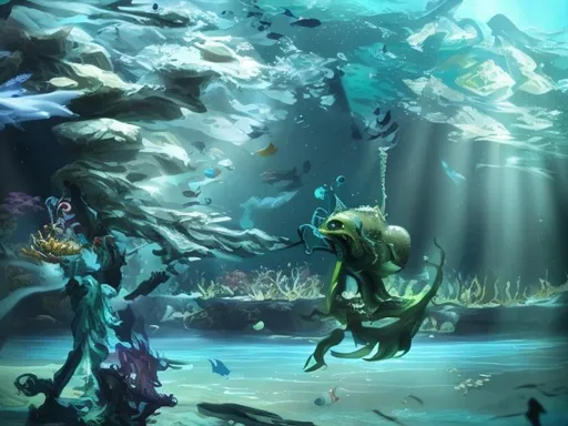Prompt: Fantasy underwater creatures