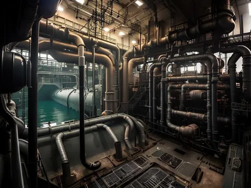 Prompt: Dark powerplant on submarine