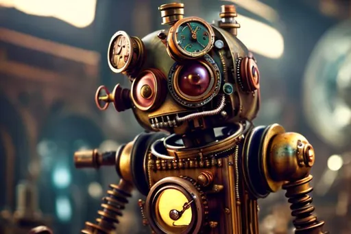 Prompt: A mechanical steampunk Robbie the robot  8k