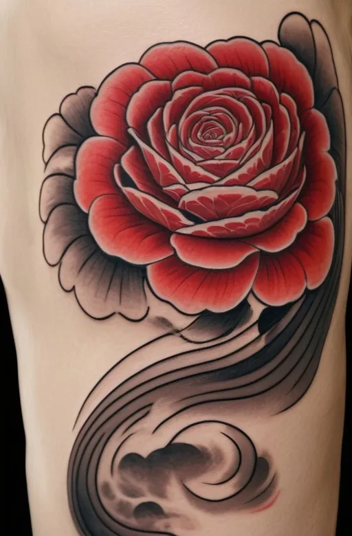 16. Japanese-Style Rose (Irezumi)