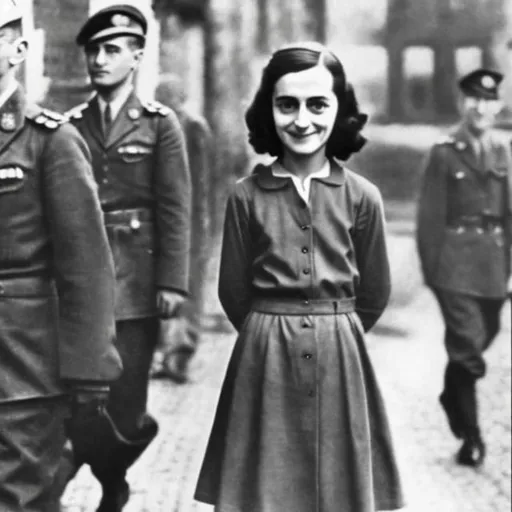 Prompt: anne frank wearing a 1943 german uniform