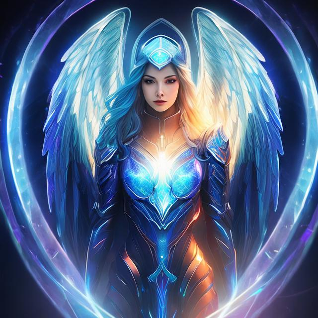 women , light armor with big cleavage , midnight blu... | OpenArt