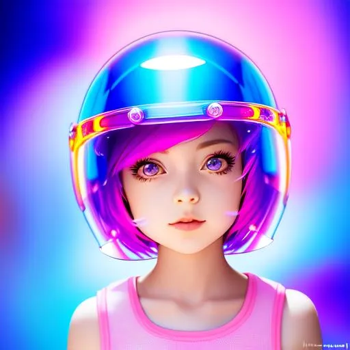 Prompt: Short colorful Hair Attractive, little girl, wearing a transparent helmet, with Air Magic, glowing, Elegant, Romantic, HDR, High Definition, cinematic, deep shadows, dynamic light, hyperrealism, definition, glowing eyes, facial symmetry, photorealistic eyes, ornate, dynamic, particulate, intricate, elegant, highly detailed,  airbrush, acrylic on paper, volumetric lighting, rugged texture, occlusion, smooth, sharp focus, 128K UHD octane render, w more detail, ultra realistic, insane detail, cinematic, Curvaceous Light bending, fuzzy, Extremely detailed high quality, breathtaking, Award winning, highly detailed, wide-angle lens, hyper realistic.