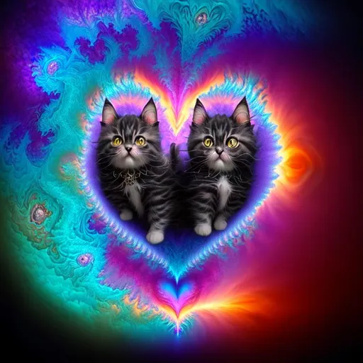 Prompt: Beautiful, Epic, Amazing, Aquatic 3D HD Mandelbrot Julia Fractal plasma, (Beautiful {Fluffy!!! Persian}kitten and {heart-shaped Sunset} freeform psychedelic chaos ultra HD, digital painting,  oceanic background, uber detailed, 64k, high quality, sharp focus, studio photo, intricate details, highly detailed --s98500