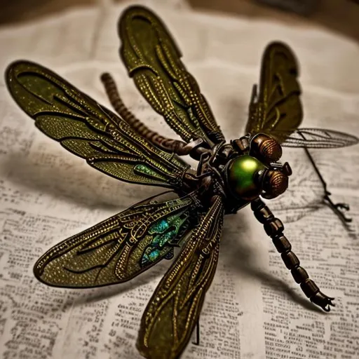 Prompt: a steampunk dragonfly