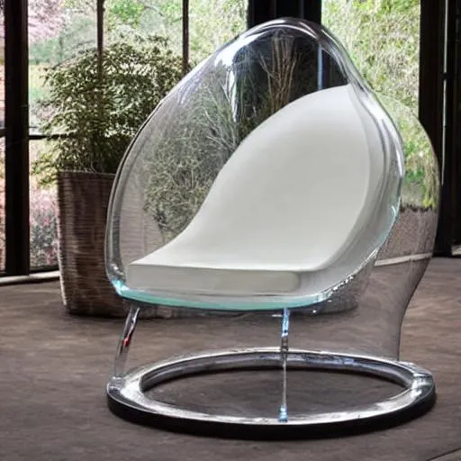 Prompt: giant glass chair