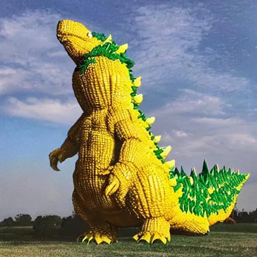 Prompt: corn godzilla