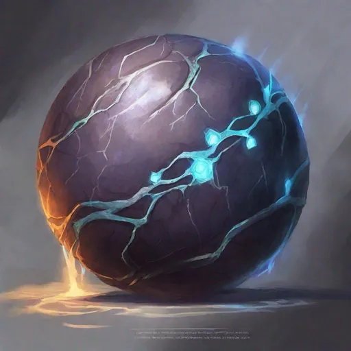 Prompt: glowing round stone with veins, dungeons and dragons, magic the gathering, fantasy art, fantasy, wizard,, concept art, , artstation, award winning, painting, watercolor, 