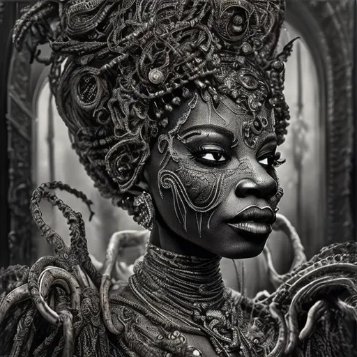 Prompt: Intricately detailed beautiful voodoo goddess of new orleans hyper realistic extremely detailed dark cinematic in the style of dali
