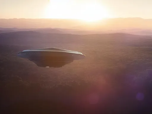 Prompt: UFO at sunrise