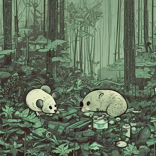 Prompt: lofi art, heroin, mouse, forest