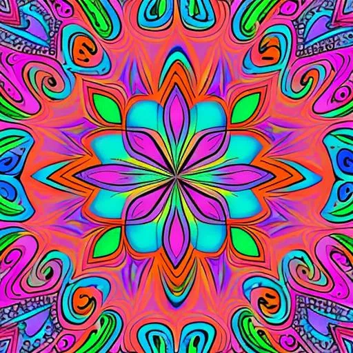 Prompt: Lisa Frank style illustration of trippy psychedelic pattern background 