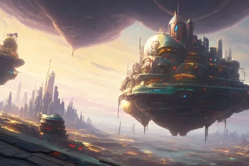 Prompt: A painting of a floating glass bubble with a city built inside of it. The city itself looks similar to Piltover. The glass bubble looks similar to Oto Gungas exterior