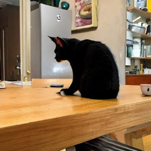 Prompt: A cat is sitting on a table