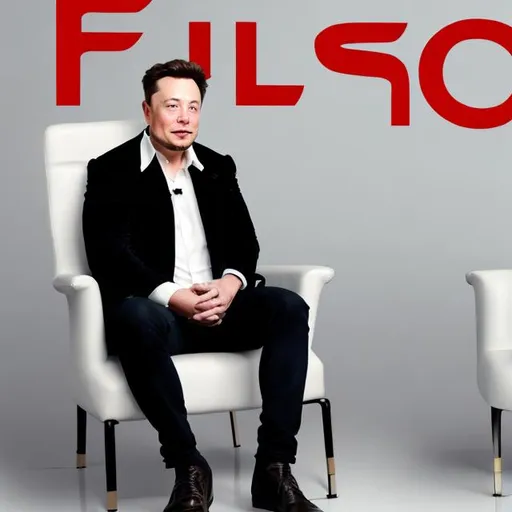 Prompt: elon musk sitting on the chair and talking to me
