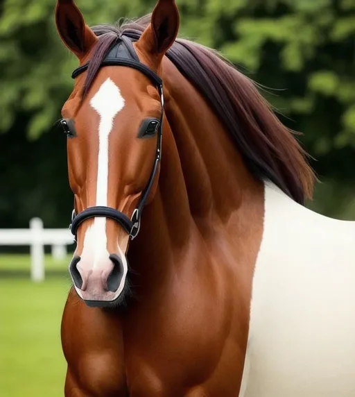 Prompt: a beautiful stuning bay horse, good proportion, perfect symetrical