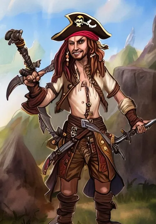 A 4'5 pirate who has a flame enchanted shortsword an...