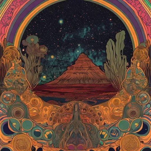 Prompt: The milky way with psychedelic and mucha style 