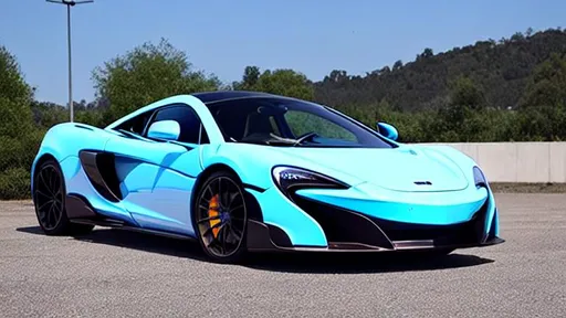 Prompt: Light blue McLaren 765lt, Perfect, smooth, galaxy, magical planets, neon, stars, night, dark