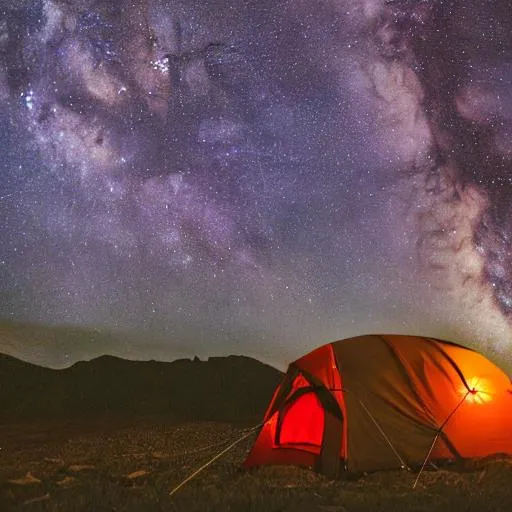 camping in mountains milky way stars tent | OpenArt